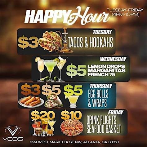 Happy Hour at Vods Atl Tuesday-Friday 4pm-10pm, VODS Lounge and Bistro ...