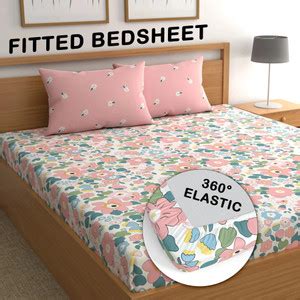CG Homes Cotton Double Fitted (Elastic) 180 TC Printed Bedsheet - Buy ...