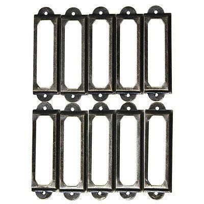 FidgetGear 10pcs Drawer Label Pull Holder Frame Cabinet Antique Brass ...