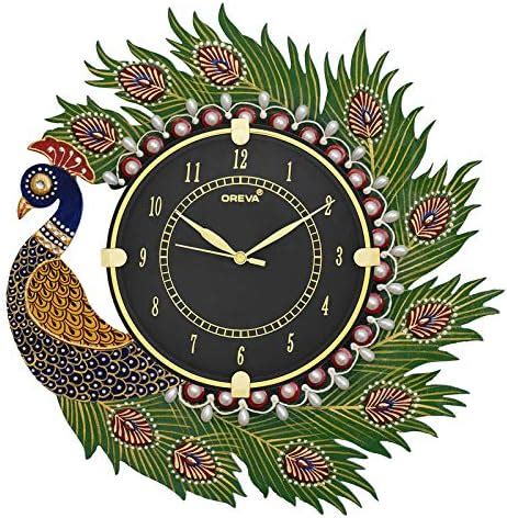 Buy CIRCADIAN Peacock Design Wooden Wall Clock for Home Living Room ...