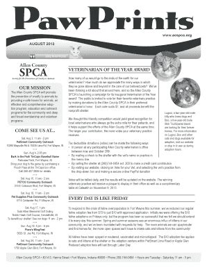 Fillable Online acspca Veterinarian of the year award our mission come ...