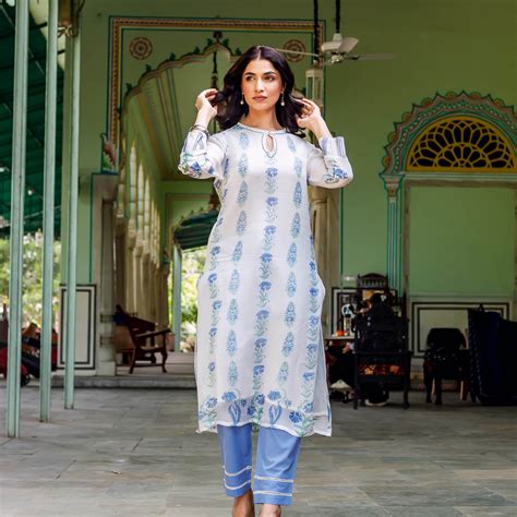 Nila Blue Organza Kurta – MISSPRINT