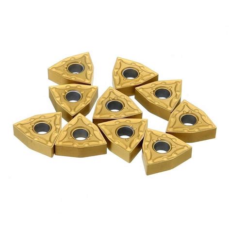 10Pcs / Box Gold Turning Carbide Triangle Cutter Head Cutting Tool TNMG ...