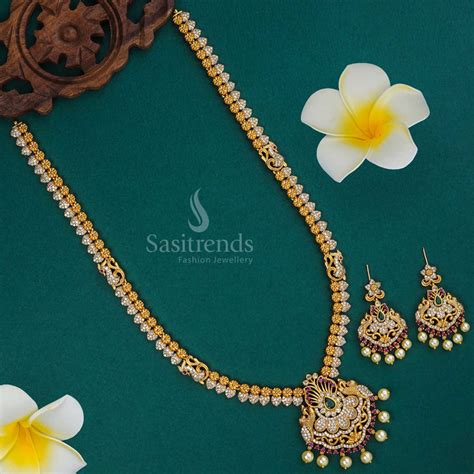 Premium Temple Long Haram Jewellery Sets – Sasitrends