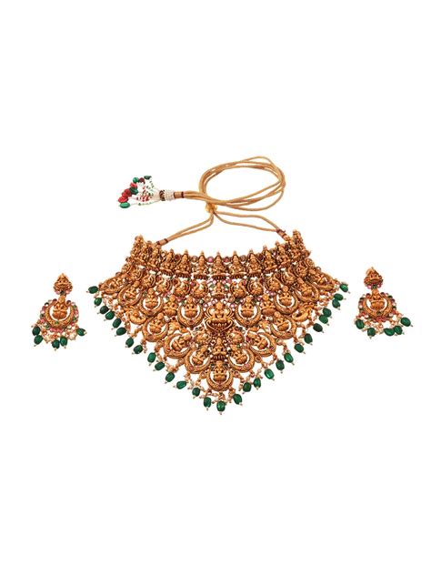 SARAF RS JEWELLERY SARAF RS - Choker Set: Exquisite Temple Design with ...