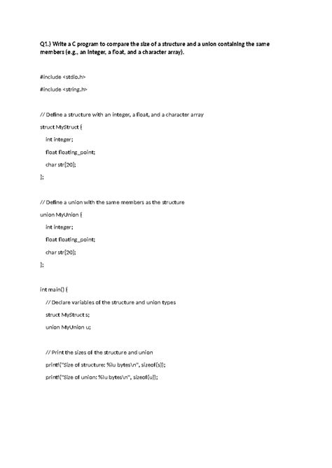 Assignment 4 - wqwnoqi - Q1.) Write a C program to compare the size of ...