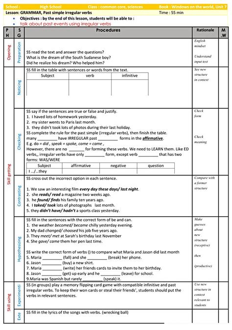 Teaching Simple Past Tense Lesson Plan 的图像结果