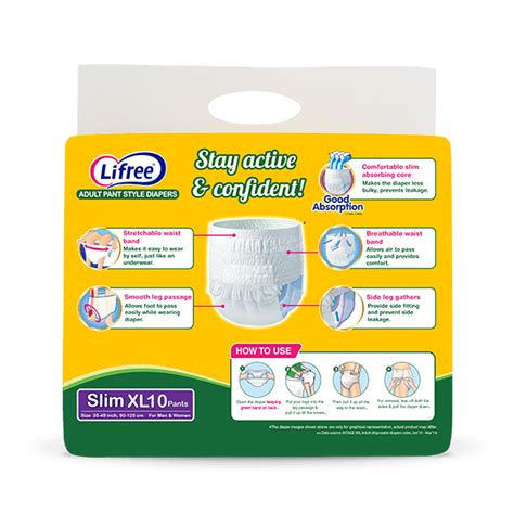 Lifree Slim Absorb Adult Diaper Pants XL, 10 Count Price, Uses, Side ...