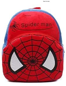 Buy EMUTZ Plush Soft Velvet Spider Man School Bag for Kids to Gift (Red ...