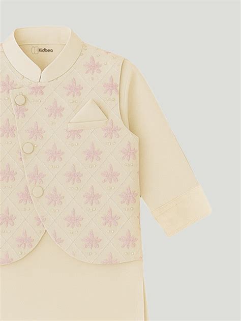 Boys Kurta Pajama Set with Asymmetric Embroidered Nehru Jacket | Festi ...