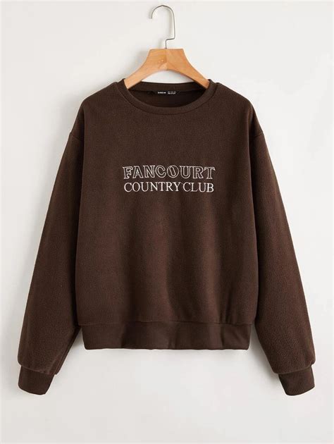 SHEIN Unity Drop Shoulder Embroidered Letter Pullover | SHEIN USA