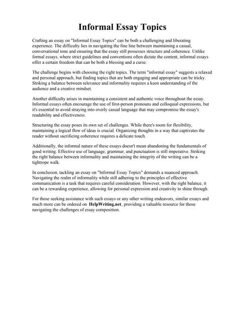 Informal Essay Topics 的图像结果