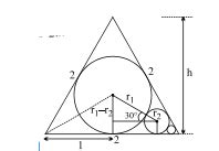 A circle is inscribed in an equilateral triangle whose side length is 2 ...