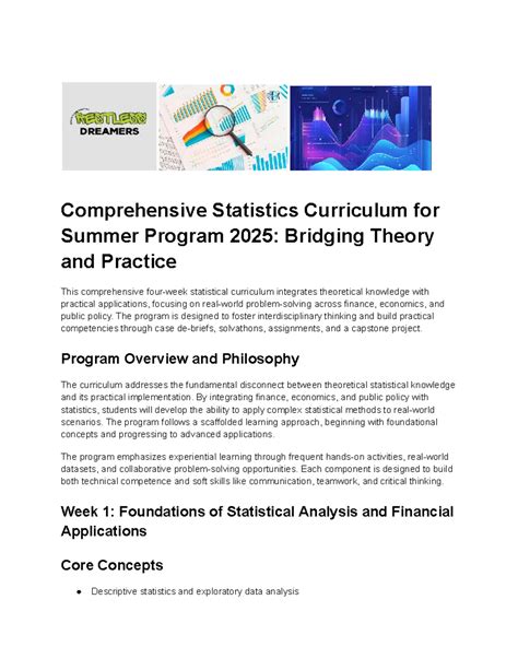 Restless Dreamers Stats Curriculum: Week 1 Foundations - Studocu