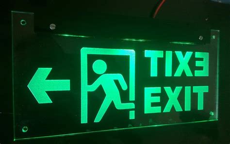 Acrylic EXIT Glow Sign Board with LED Lights, Size 10 x 6.5 inch ...