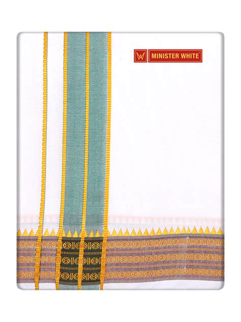 Men's Cotton White Color Assorted Border Panchakacham – ministerwhite.com