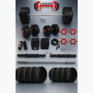 ANSH FIT 40KG PVC Fitness Combo for Home Workouts with Straight Bar ...