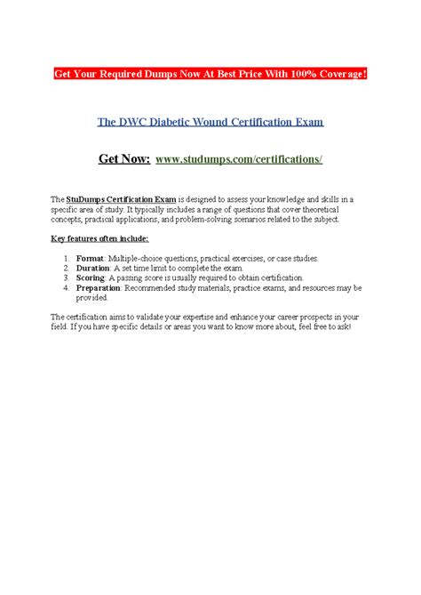 The DWC Diabetic Wound Certification Exam - Get Your Required Dumps Now ...