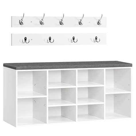 Buy HOOBRO Coat Rack Shoe Bench, Cubby Storage Bench with Cushion, Shoe ...