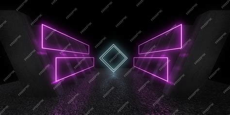 Premium Photo | 3d abstract background with neon lights neon tunnel space construction 3d ...