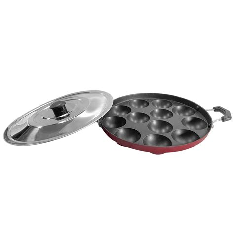 Buy eslite Appam Pan with Lid, Aluminium Paniyarakkal Cookware with Lid ...