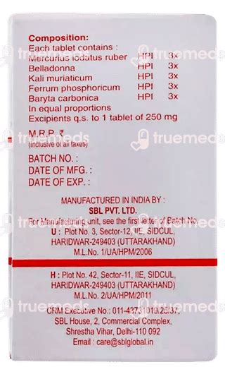 Sbl Tonsilat Tablet 25 Gm - Uses, Side Effects, Dosage, Price | Truemeds