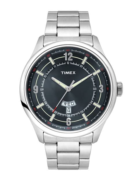 Timex E Class Men's Grey Dial Round Case Day Date Function Watch -TWEG