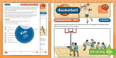 ESL YLE Flyers Reading and Writing Part 5 (Basketball)
