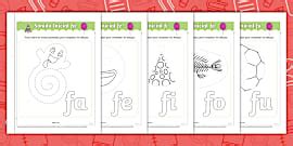 Guía de Trabajo: Trazos sobre Dibujos - Letra F