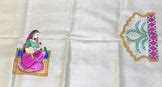 Hand Painted Madhubani Tussar Silk Blouse Fabric - 1 Mtr