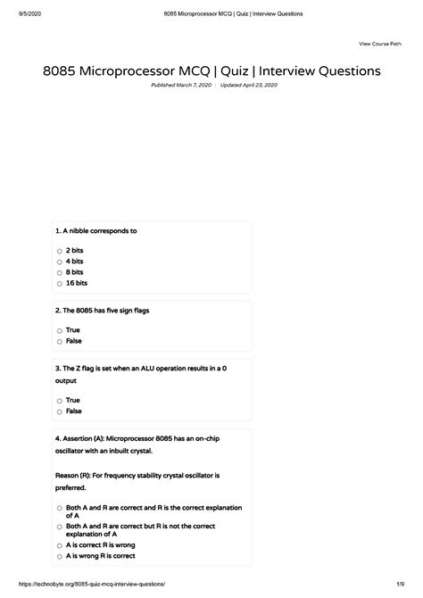 8085 Microprocessor MCQ Quiz Interview Questions - 8085 Microprocessor ...