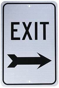 NMC TM80J Traffic Sign, Legend EXIT with Right Arrow, 12 Length x 18 ...