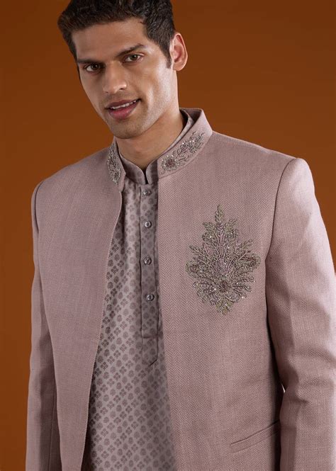 Buy Purple Matka Silk Jodhpuri Kurta Set with Cutdana Work | KALKI ...