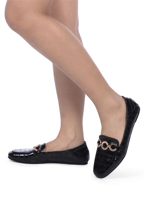 Get Croc Textured Metal Detail Loafers at ₹ 2449 | LBB Shop