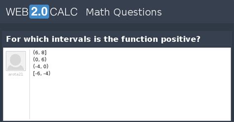 View question - For which intervals is the function positive?