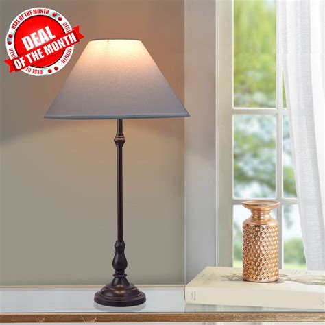 MAYA Black Finish Metal Table Lamp With Cotton Shade – KAPOOR-E ...