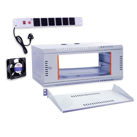 Server Rack 4U Wall Mounted Rack With PDU 6 Socket Power Strip, 1 Tray ...