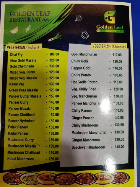 Menu at Golden Leaf Restaurant, Chennai, 1-38A