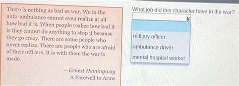 Solved: There is nothing as bad as war. We in the What job did this ...