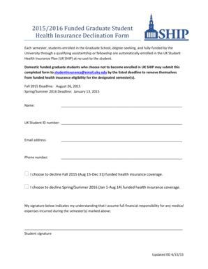 Fillable Online research uky Funded Graduate Student Health Insurance ...
