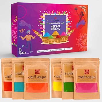 Buy CraftVatika Natural Holi Color Gulal Rang | 480g - 6 Shades × 80g ...