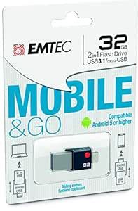 EMTEC Mobile & Go 2 in 1 Flash Drive with USB 3.0 and Micro-USB, 32 GB ...