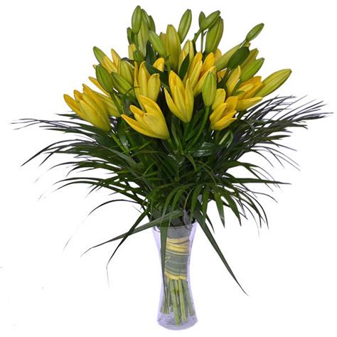 Send Yellow Asiatic Lilies Glass Vase Arrangement Online - GAL22-108522 ...