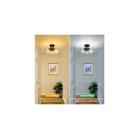 Buy Modern Industrial Semi Flush Mount Ceiling Light with Clear Glass ...