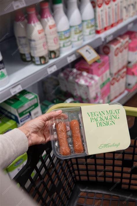 Premium PSD | Supermarket vegan food packaging mockup
