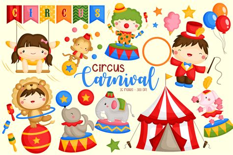 Circus Carnival Clipart - Cute Circus Graphic by Inkley Studio ...