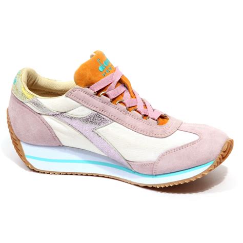 F9614 sneaker donna pink/orange DIADORA HERITAGE EQUIPE stone wash shoe ...