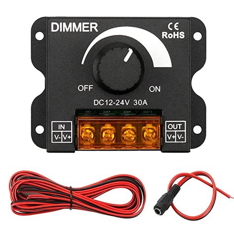 InduSKY Upgraded LED Dimmer PWM DC 12V-24V 30A Lighting Dimming ...