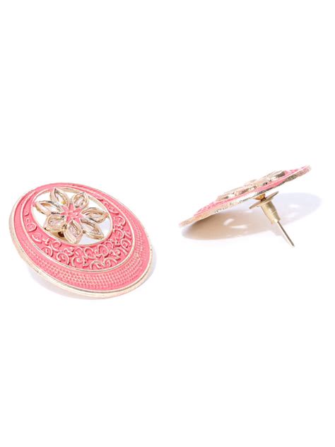 Designer Gold Plated Floral Design Red Color Chandbalis Earrings For W ...