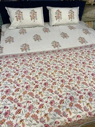 Cotton Block Print Bedsheet - Hand Block Cotton Floral Print Bedsheet ...